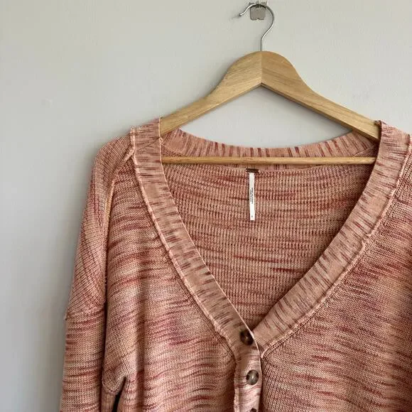 Free People Mercury Henley Sweater in Dried Roses Combo S V-Necks